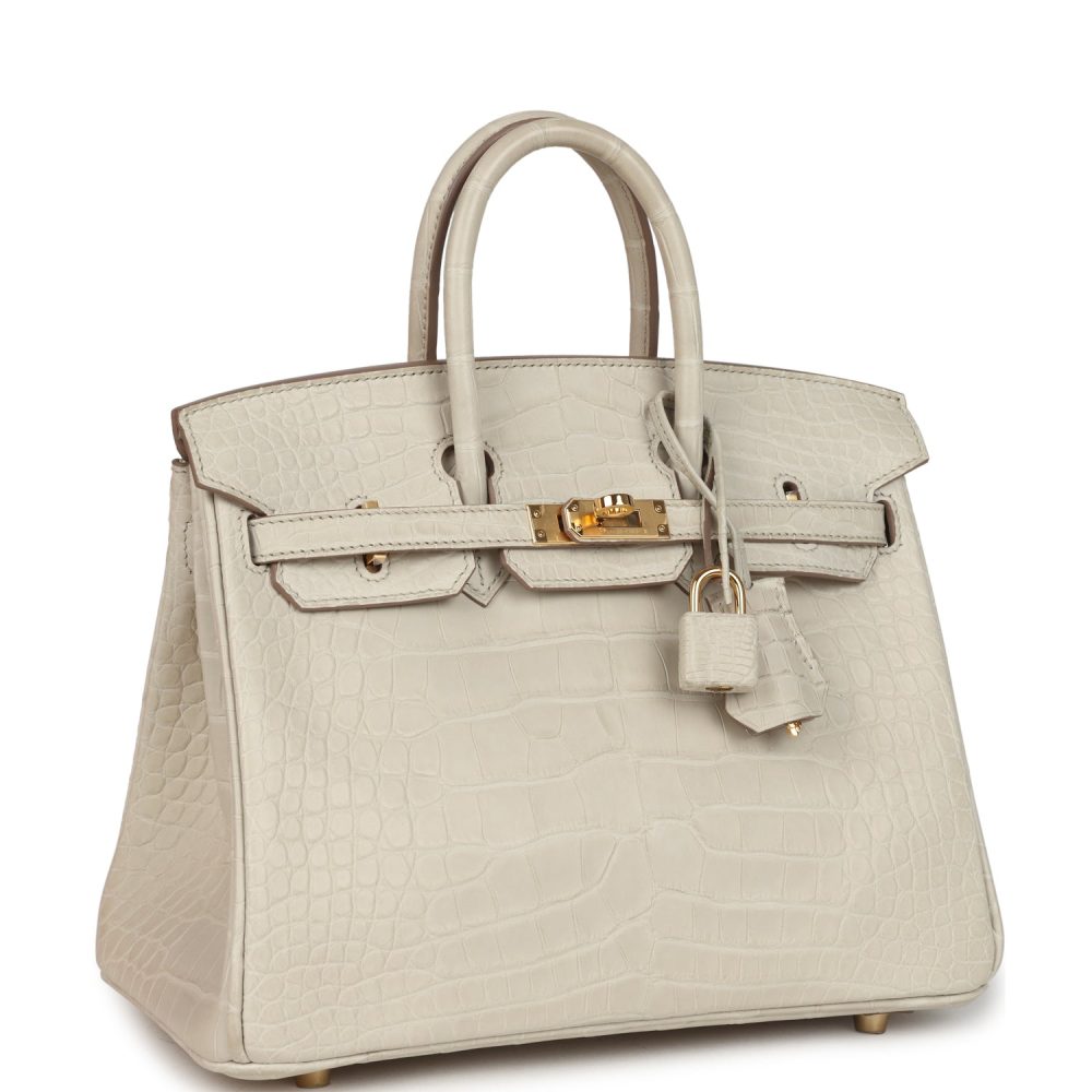 Pre-owned Hermes Birkin 25 Beton Matte Alligator Gold Hardware - Image 2