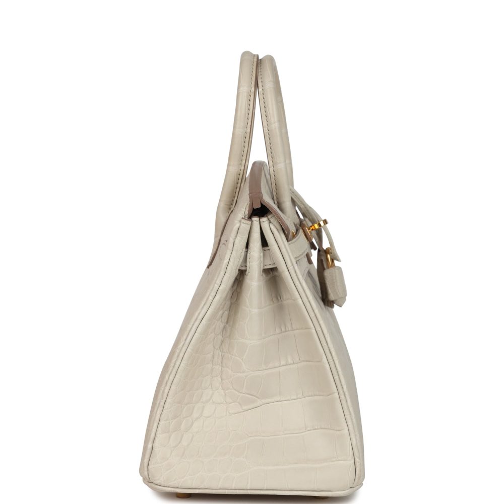 Pre-owned Hermes Birkin 25 Beton Matte Alligator Gold Hardware - Image 3