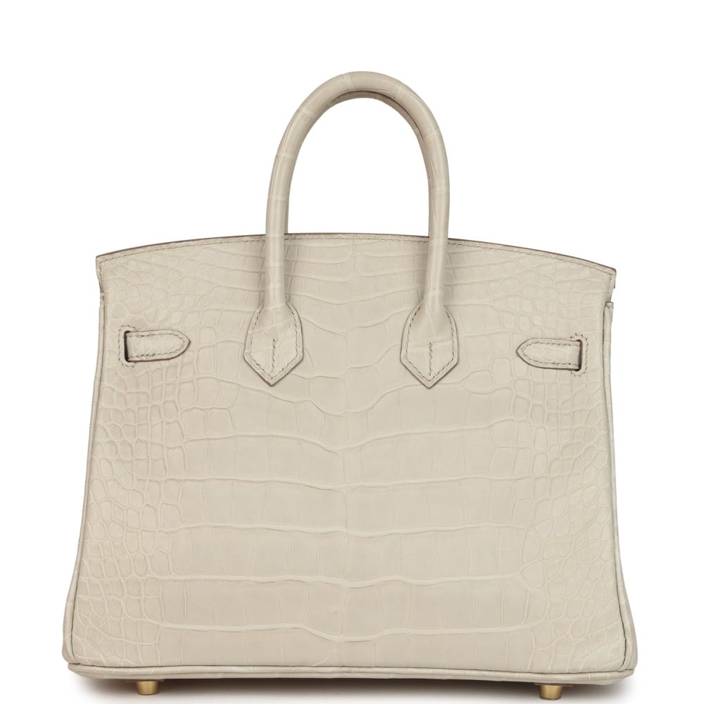 Pre-owned Hermes Birkin 25 Beton Matte Alligator Gold Hardware - Image 4