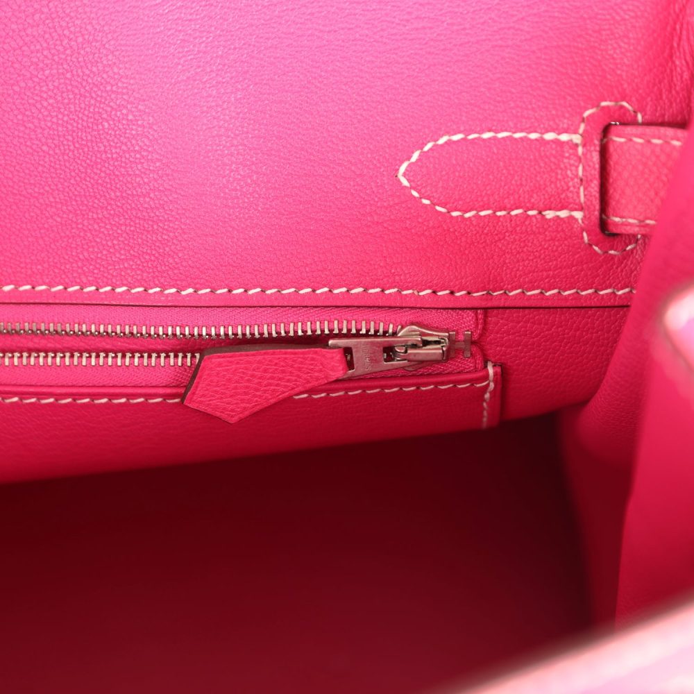 Pre-owned Hermes Birkin 30 Rose Tyrien Epsom Palladium Hardware - Image 9
