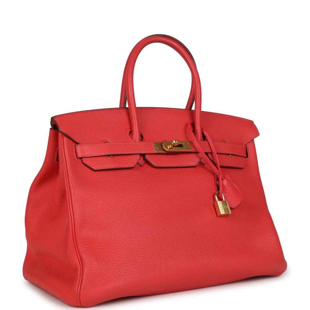 Pre-owned Hermes Birkin 35 Geranium Togo Gold Hardware - Image 2