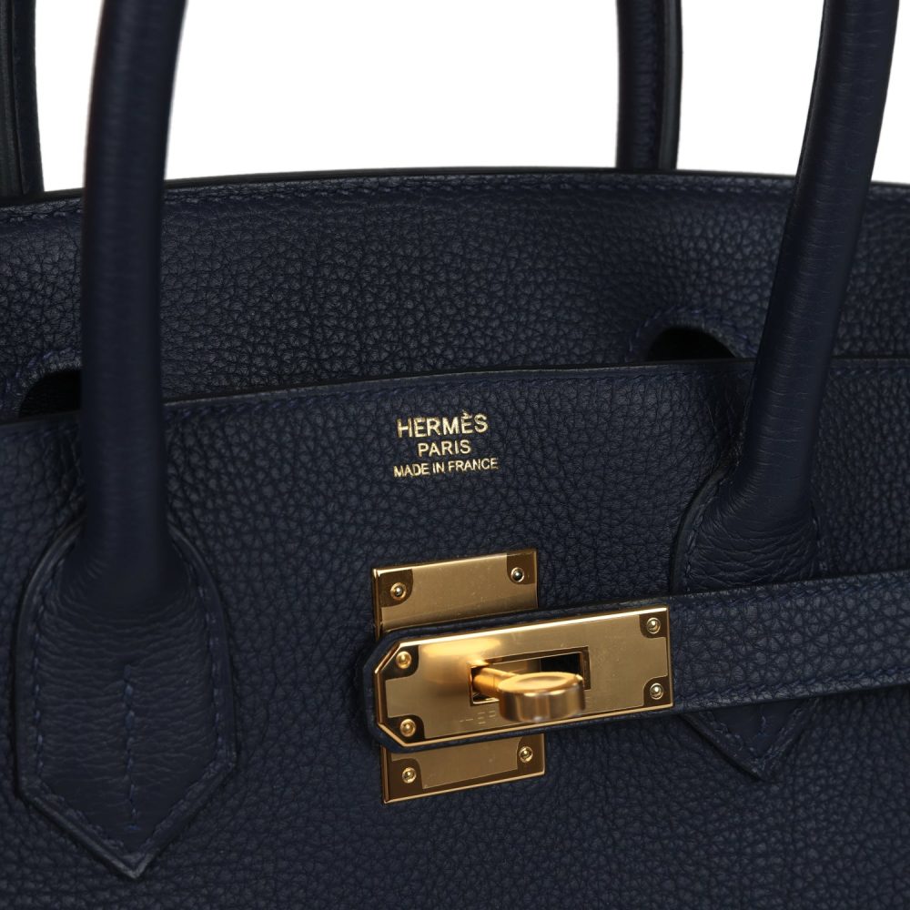 Hermes Birkin 30 Bleu Nuit Togo Gold Hardware - Image 7