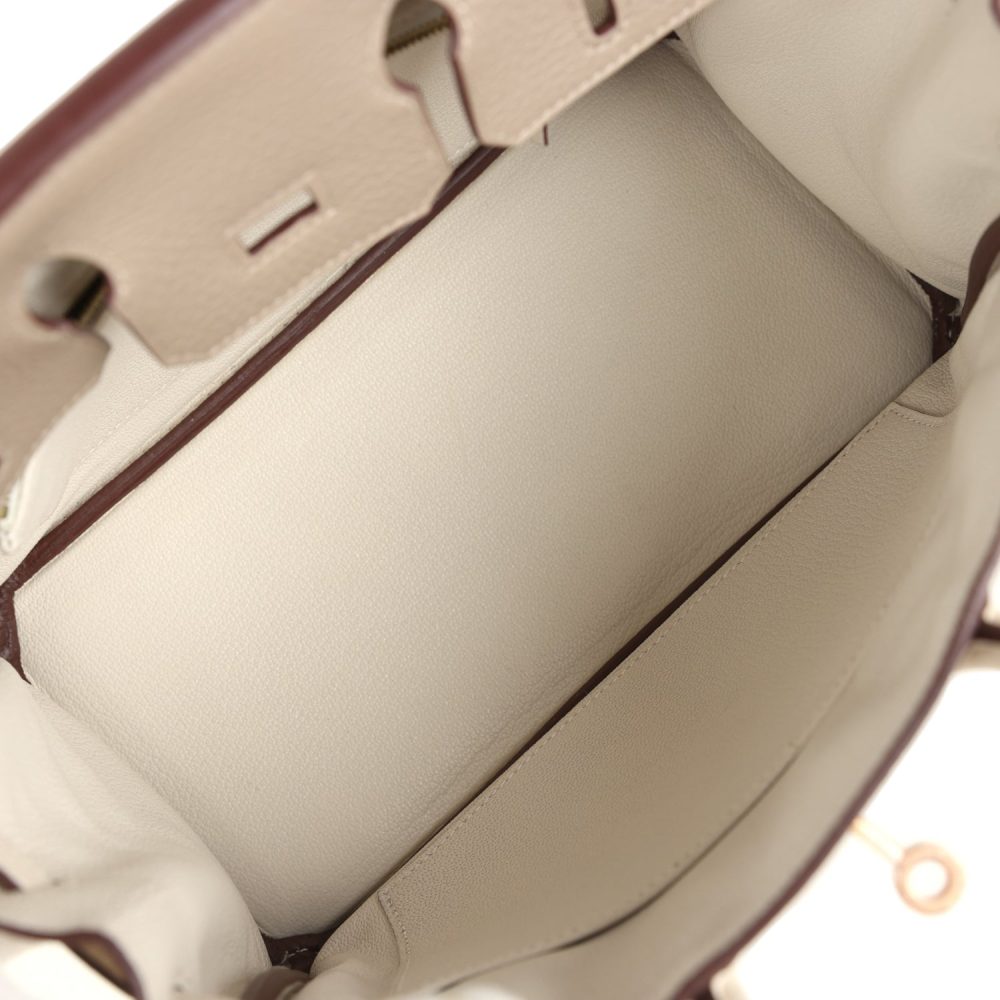 Hermes Special Order (HSS) Birkin 25 Gris Tourterelle and Craie Clemence Rose Gold Hardware - Image 8
