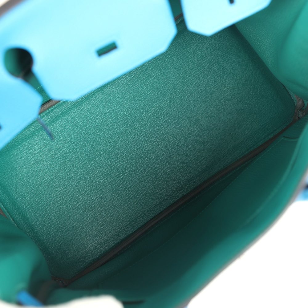 Pre-owned Hermes Birkin 30 Bleu Zanzibar Verso Togo Palladium Hardware - Image 8