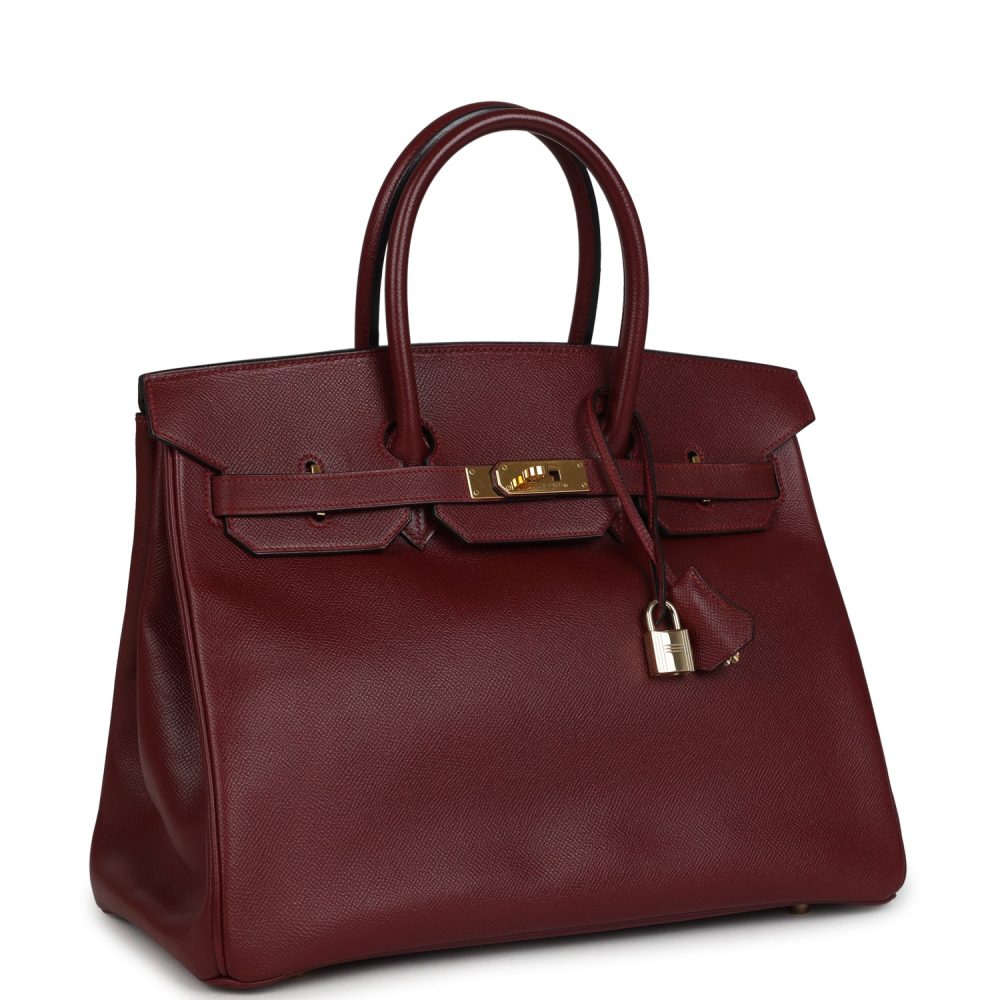 Vintage Hermes Birkin 35 Rouge H Courchevel Gold Hardware - Image 2