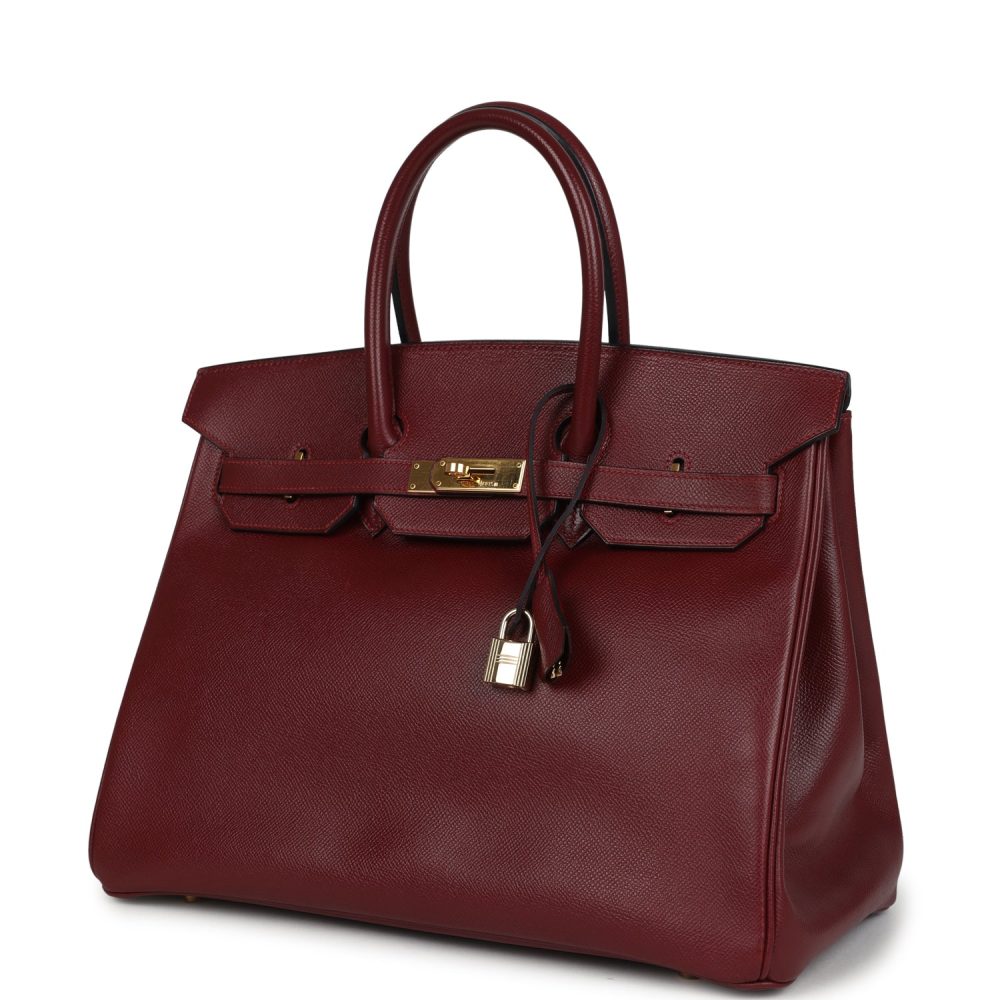 Vintage Hermes Birkin 35 Rouge H Courchevel Gold Hardware - Image 5