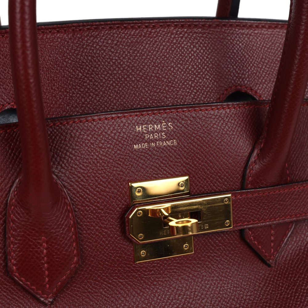 Vintage Hermes Birkin 35 Rouge H Courchevel Gold Hardware - Image 7