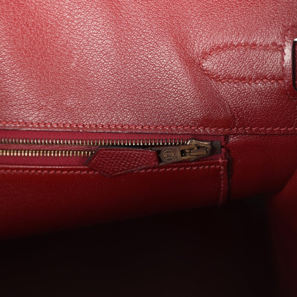 Vintage Hermes Birkin 35 Rouge H Courchevel Gold Hardware - Image 9