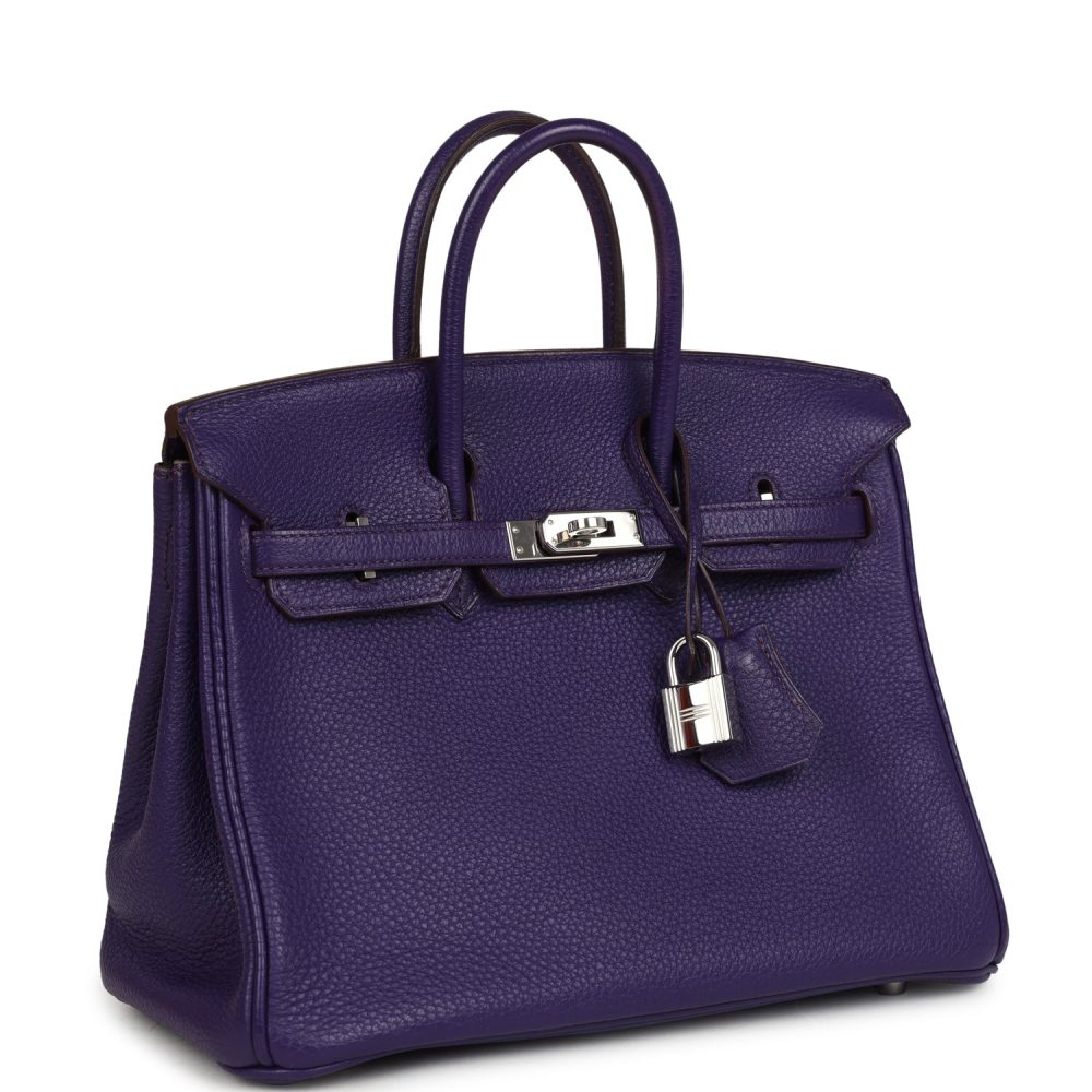 Pre-owned Hermes Birkin 25 Iris Togo Palladium Hardware - Image 2