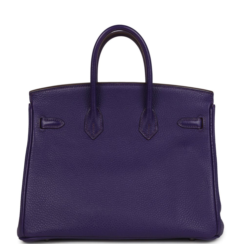 Pre-owned Hermes Birkin 25 Iris Togo Palladium Hardware - Image 4