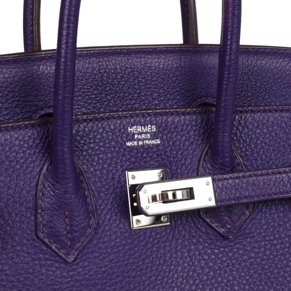 Pre-owned Hermes Birkin 25 Iris Togo Palladium Hardware - Image 7