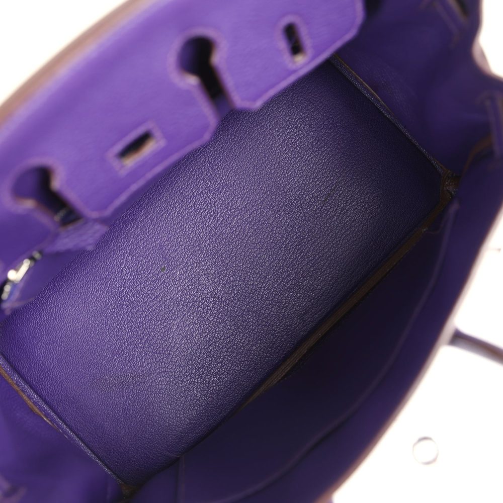Pre-owned Hermes Birkin 25 Iris Togo Palladium Hardware - Image 8