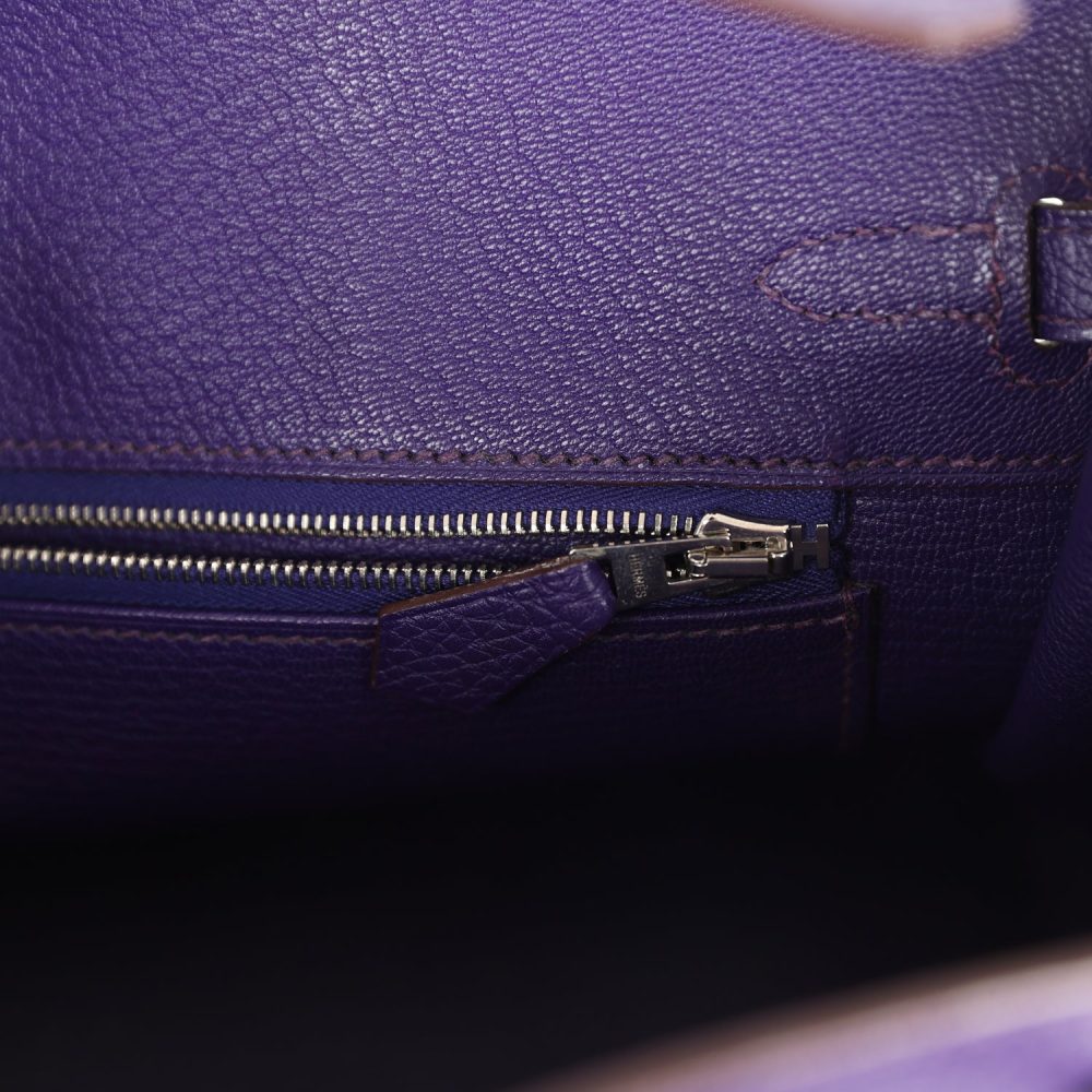 Pre-owned Hermes Birkin 25 Iris Togo Palladium Hardware - Image 9