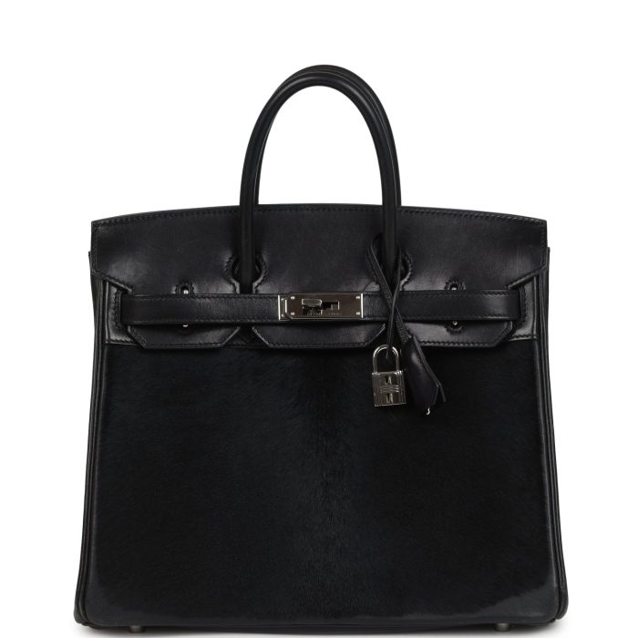 Pre-owned Hermes Birkin 28 HAC Black Evercalf and Troika Palladium Hardware