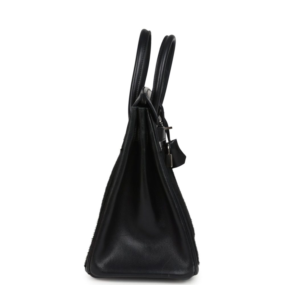 Pre-owned Hermes Birkin 28 HAC Black Evercalf and Troika Palladium Hardware - Image 3