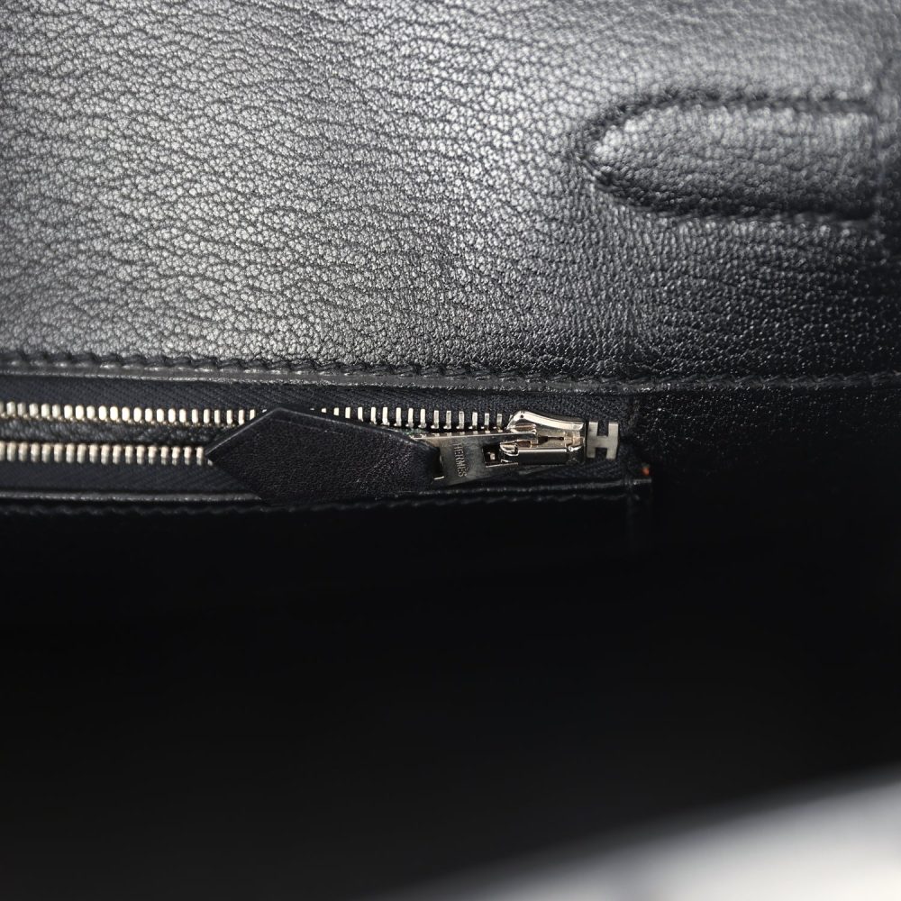 Pre-owned Hermes Birkin 28 HAC Black Evercalf and Troika Palladium Hardware - Image 8