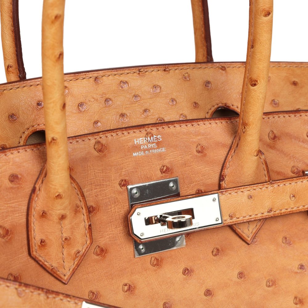 Pre-owned Hermes Birkin 30 Natural Sable Ostrich Palladium Hardware - Image 7