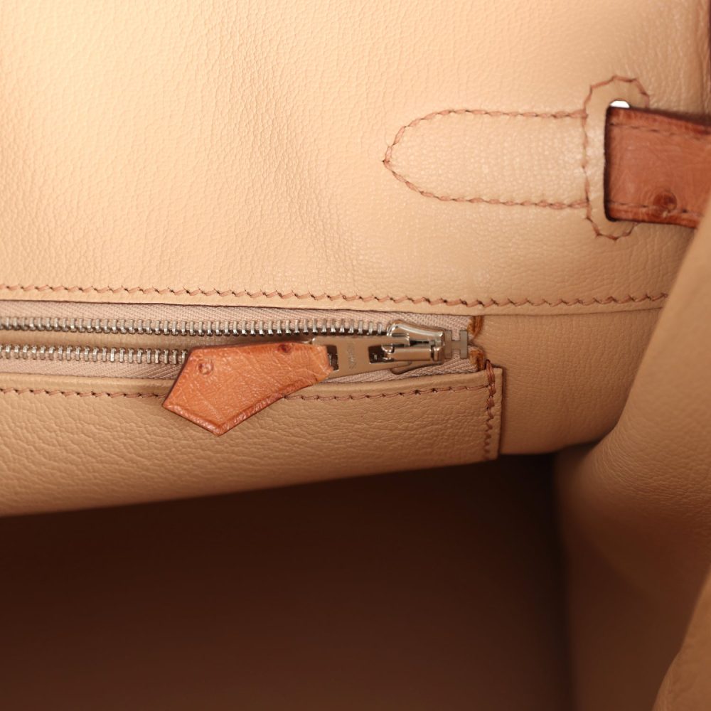 Pre-owned Hermes Birkin 30 Natural Sable Ostrich Palladium Hardware - Image 9