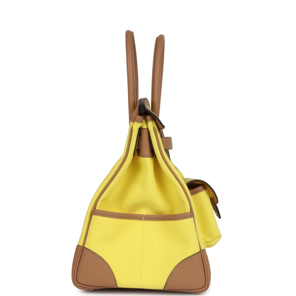Hermes Birkin Cargo 35 Jaune Citron Toile and Chai Swift Palladium Hardware - Image 6