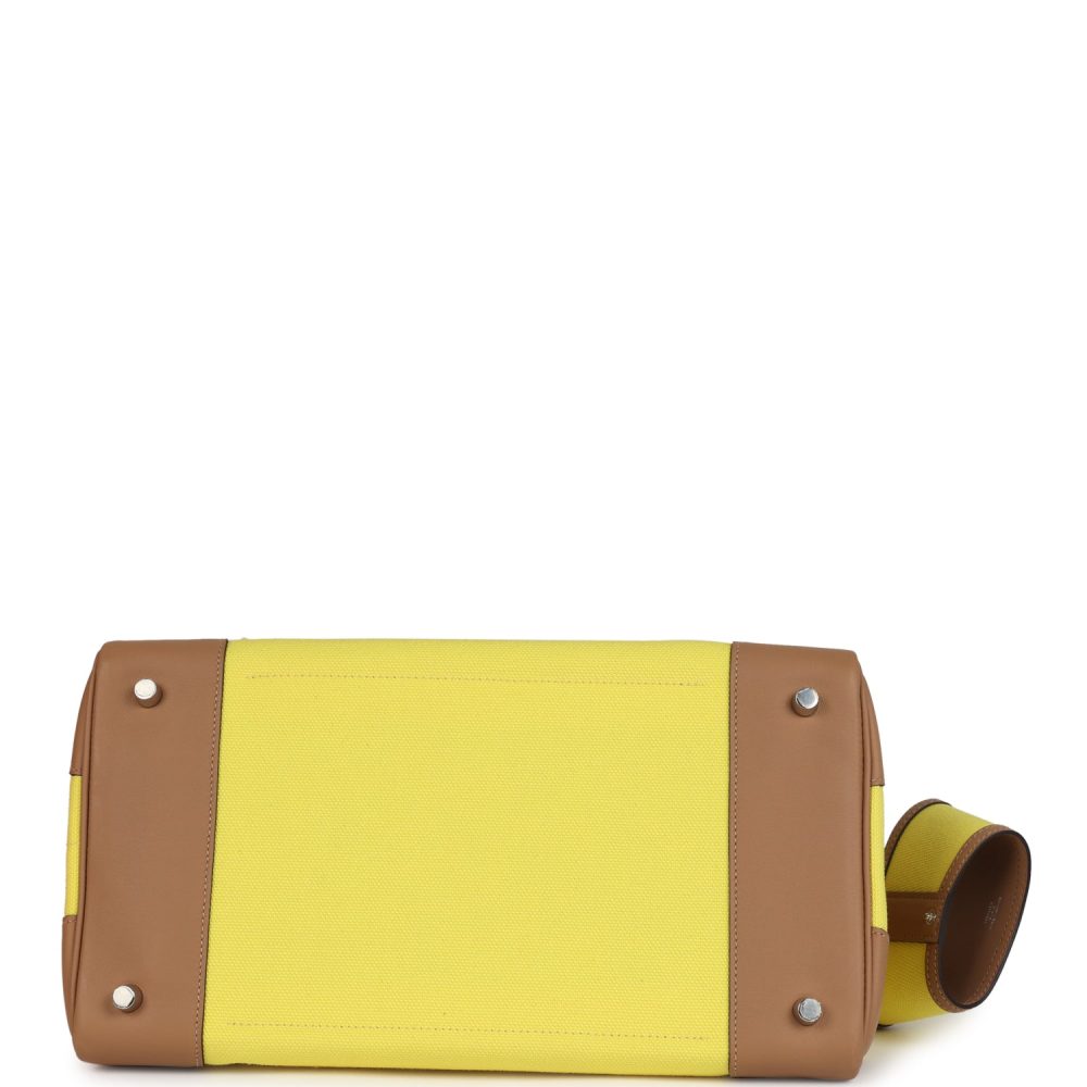 Hermes Birkin Cargo 35 Jaune Citron Toile and Chai Swift Palladium Hardware - Image 7