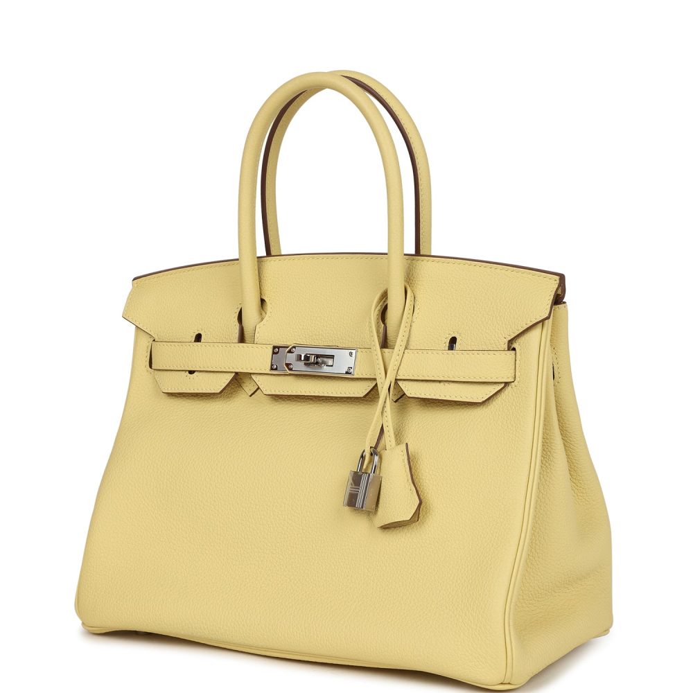 Pre-owned Hermes Birkin 30 Jaune Poussin Togo Palladium Hardware - Image 5