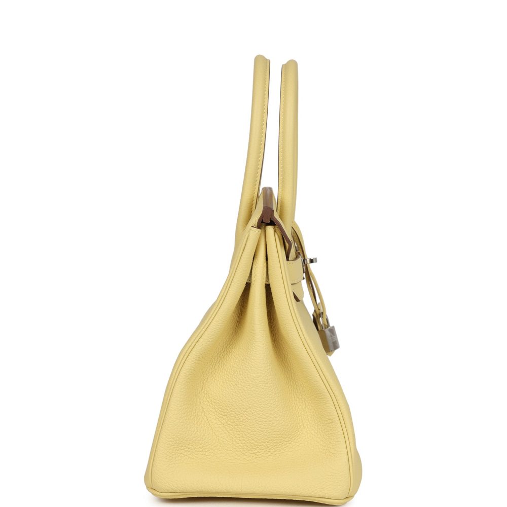 Pre-owned Hermes Birkin 30 Jaune Poussin Togo Palladium Hardware - Image 3