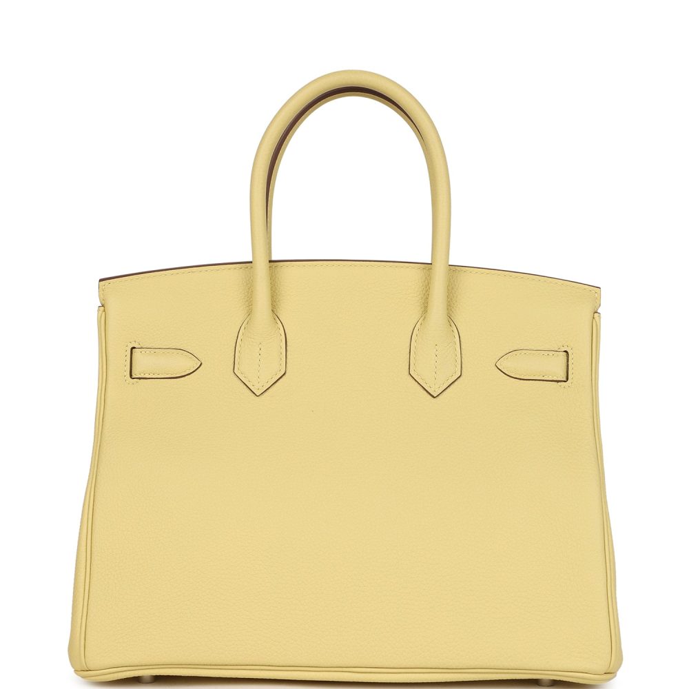 Pre-owned Hermes Birkin 30 Jaune Poussin Togo Palladium Hardware - Image 4