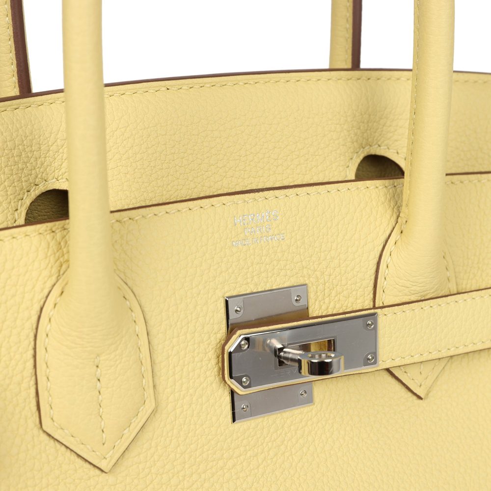 Pre-owned Hermes Birkin 30 Jaune Poussin Togo Palladium Hardware - Image 7