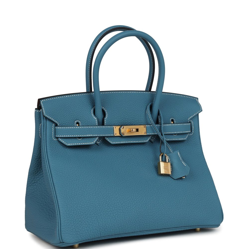 Hermes Birkin 30 Blue Jean Togo Gold Hardware - Image 2