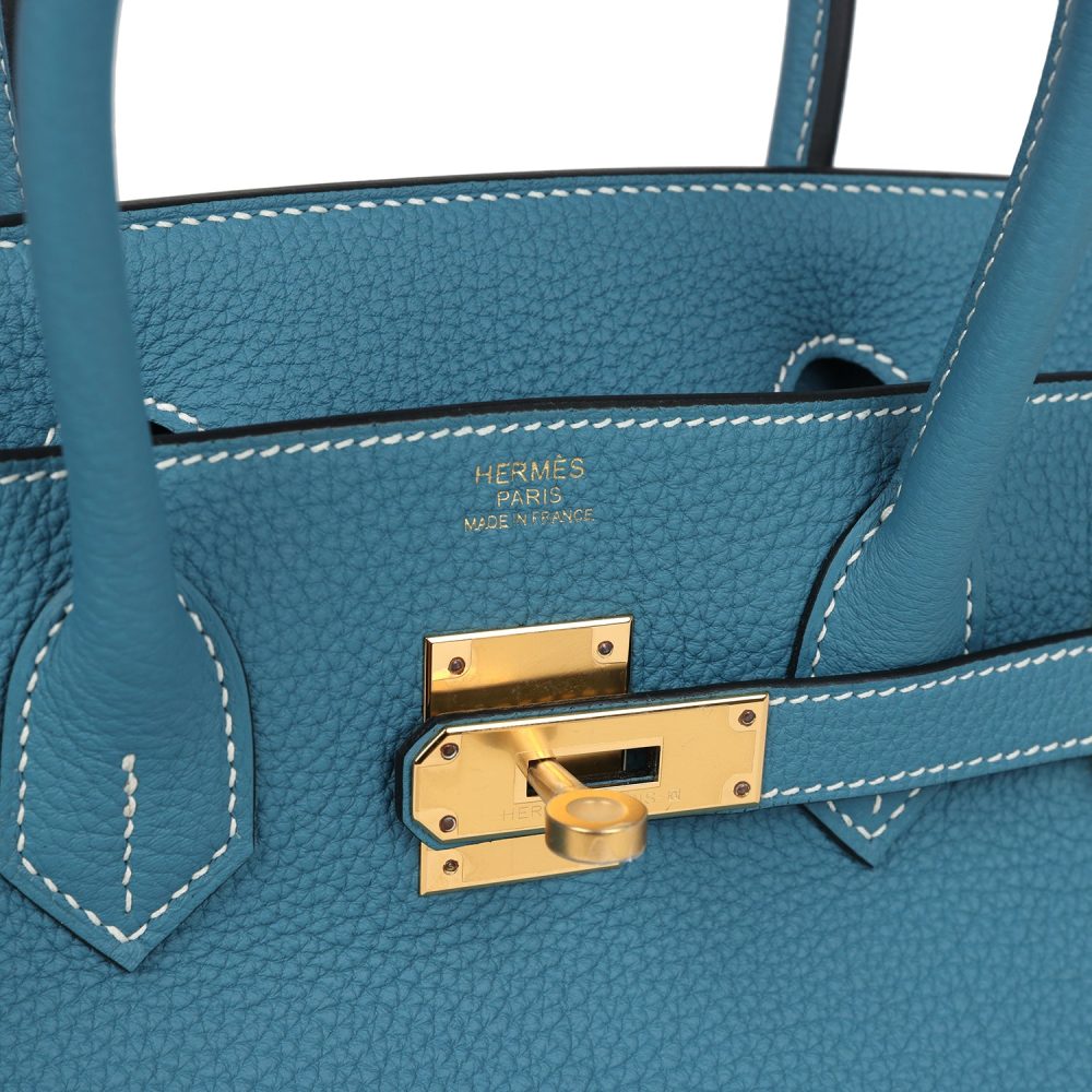 Hermes Birkin 30 Blue Jean Togo Gold Hardware - Image 7