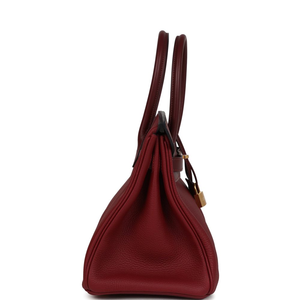 Hermes Birkin 30 Rouge H Verso Sombrero and Clemence Touch Gold Hardware - Image 3
