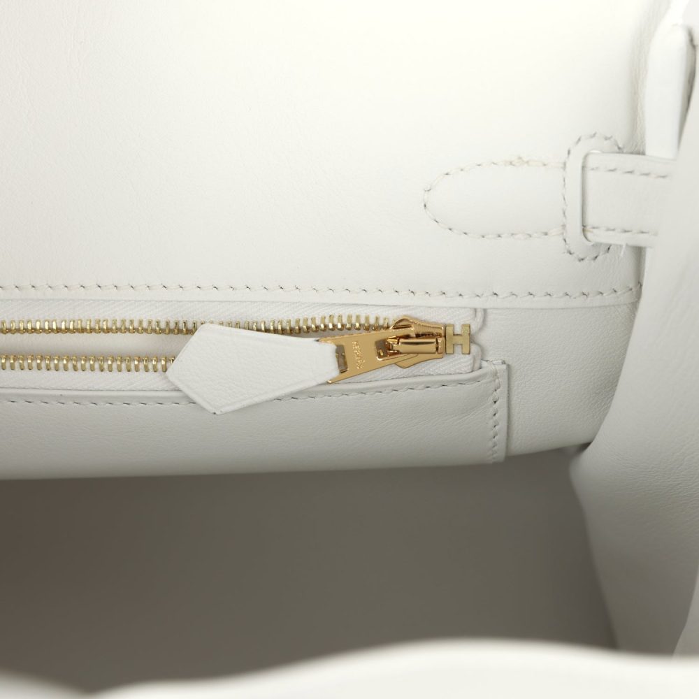 Hermes Birkin 25 New White Swift Gold Hardware - Image 9