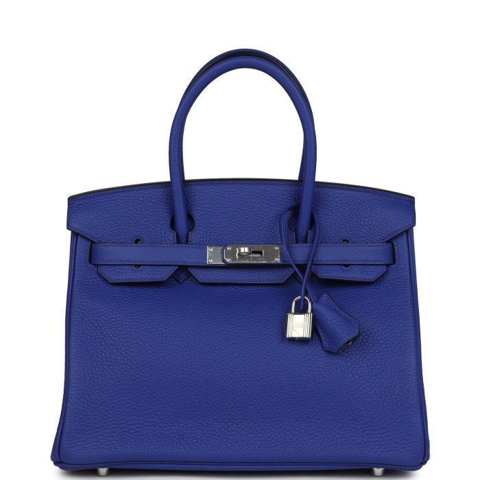 Hermes Birkin 30 Bleu Electric Clemence Palladium Hardware