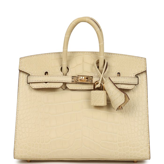 Hermes Birkin Sellier 20 Vanille Matte Alligator Gold Hardware