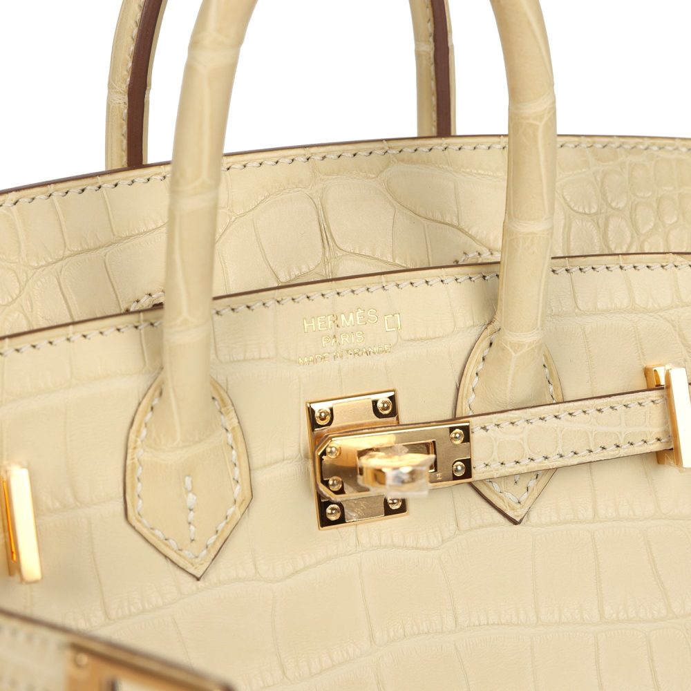 Hermes Birkin Sellier 20 Vanille Matte Alligator Gold Hardware - Image 7