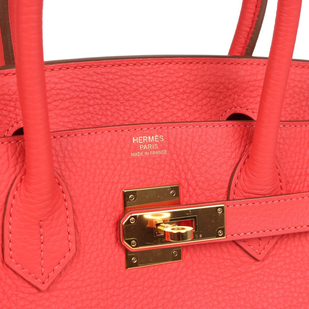 Pre-owned Hermes Birkin 30 Bougainvillea Clemence Gold Hardware - Image 7