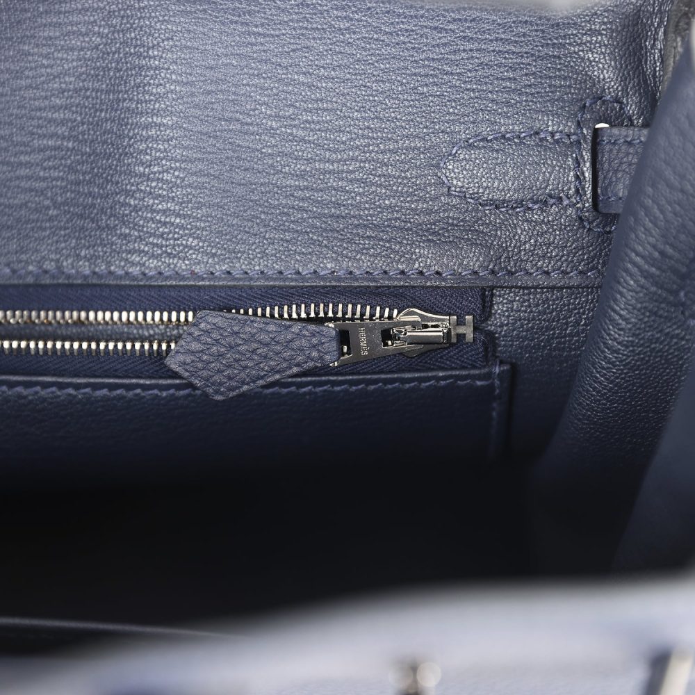 Hermes Birkin 25 Bleu Nuit Togo Palladium Hardware - Image 9