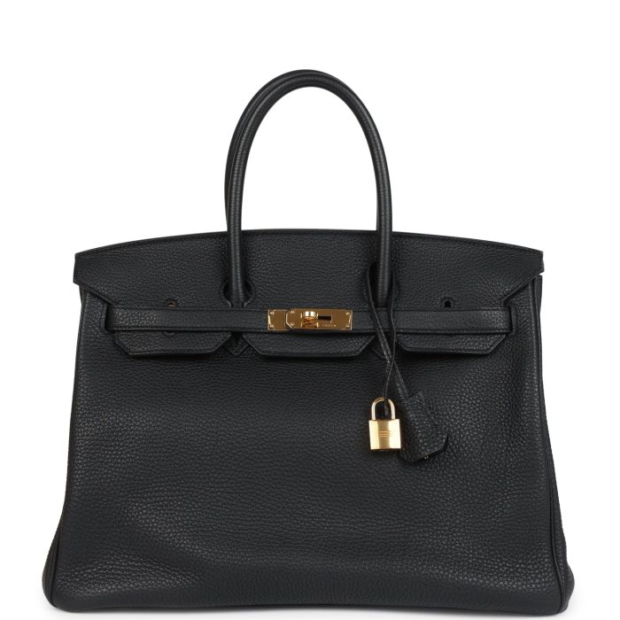 Pre-owned Hermes Birkin 35 Black Togo Gold Hardware