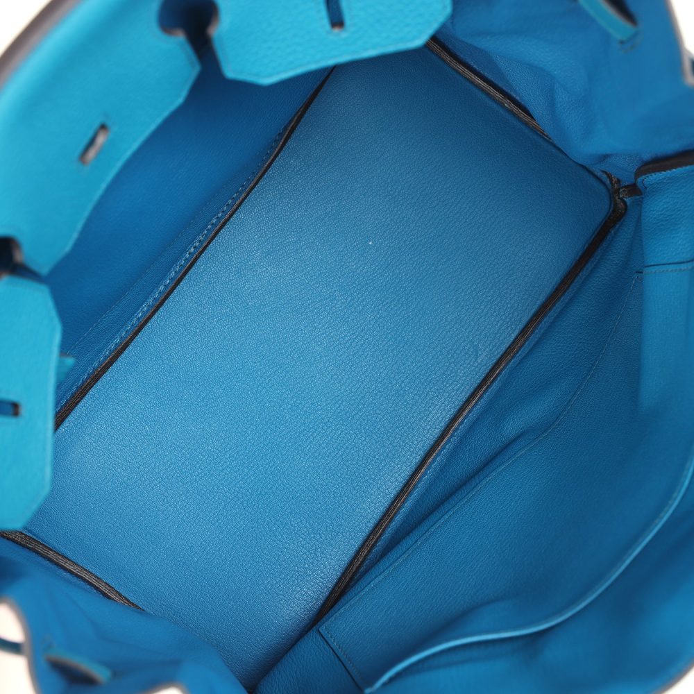 Pre-owned Hermes Birkin 35 Bleu Izmir Verso Clemence Palladium Hardware - Image 8
