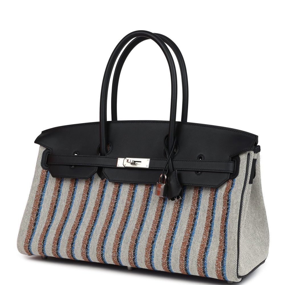 Hermes Shoulder Birkin Light 39 Multicolor Toile and Black Swift Palladium Hardware - Image 5