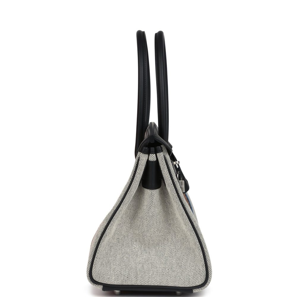 Hermes Shoulder Birkin Light 39 Multicolor Toile and Black Swift Palladium Hardware - Image 3