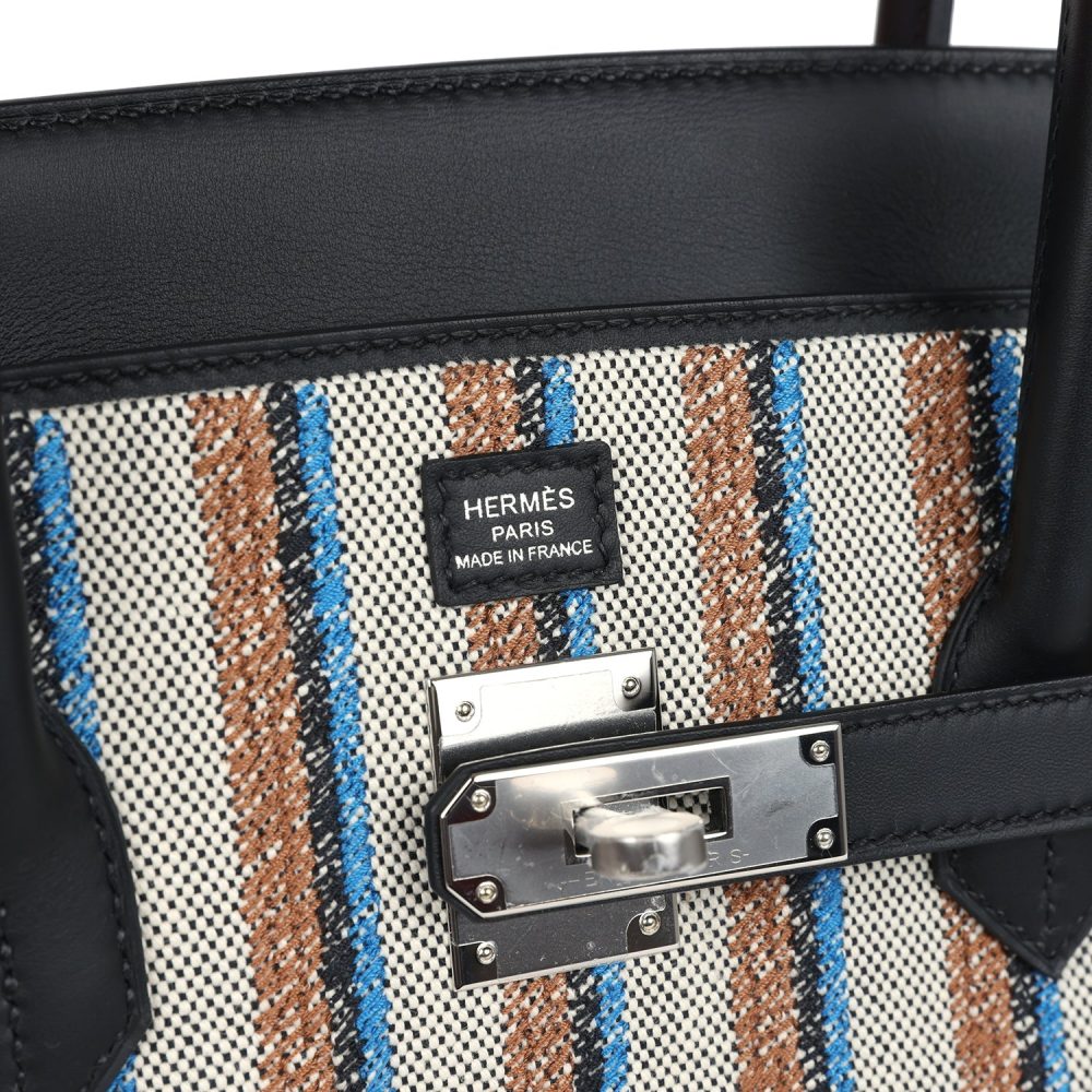 Hermes Shoulder Birkin Light 39 Multicolor Toile and Black Swift Palladium Hardware - Image 7