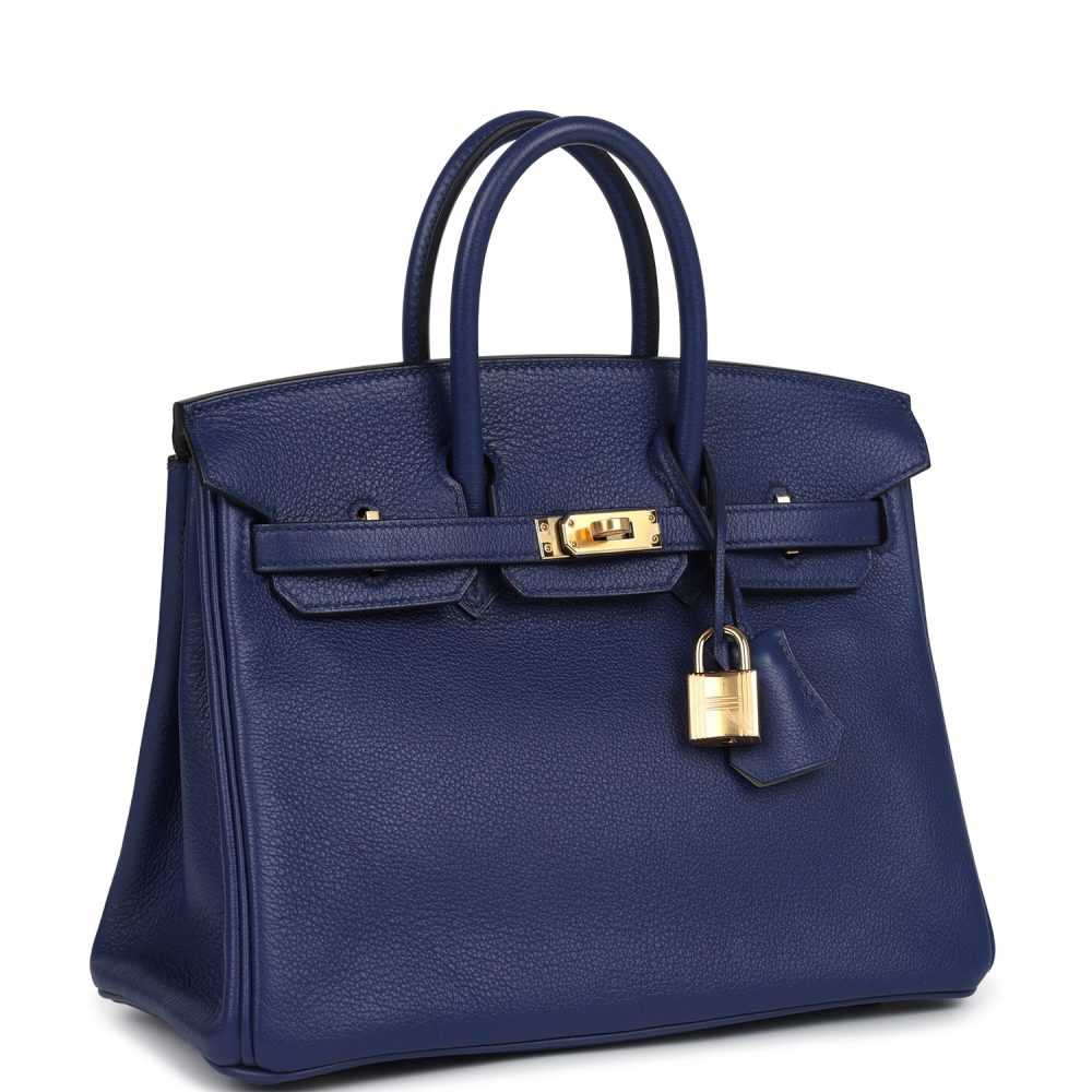Hermes Birkin 25 Bleu Saphir Verso Novillo Gold Hardware - Image 2