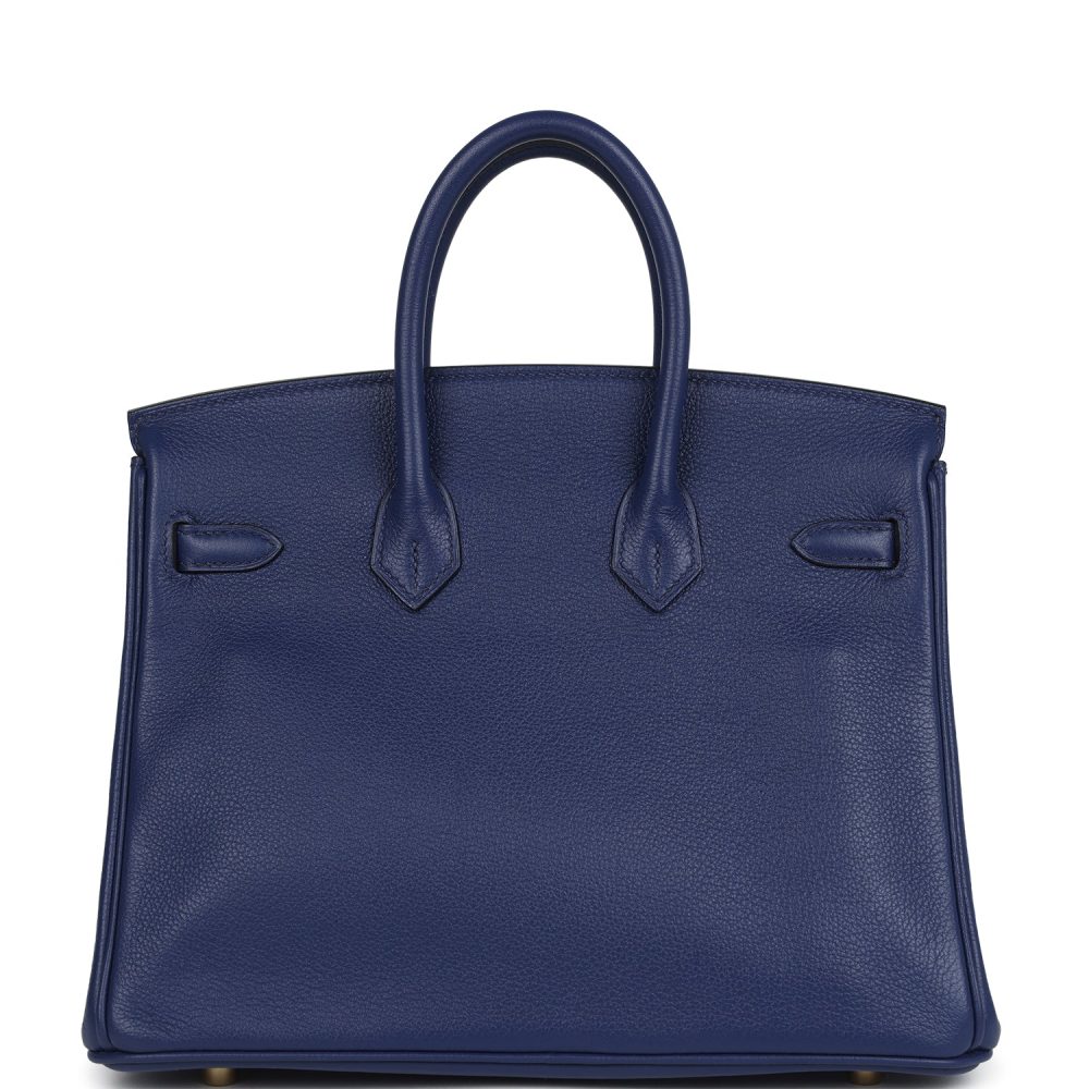 Hermes Birkin 25 Bleu Saphir Verso Novillo Gold Hardware - Image 4