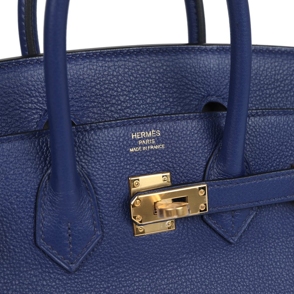 Hermes Birkin 25 Bleu Saphir Verso Novillo Gold Hardware - Image 7