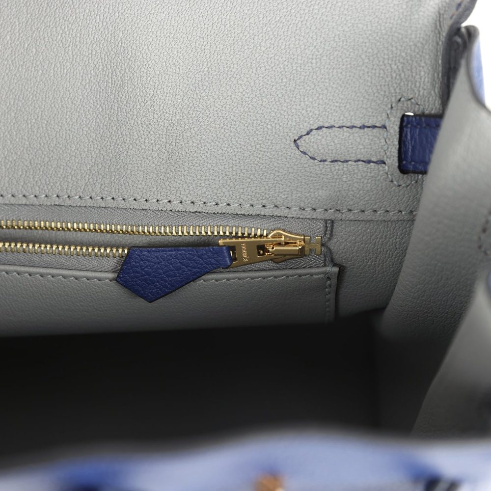 Hermes Birkin 25 Bleu Saphir Verso Novillo Gold Hardware - Image 9
