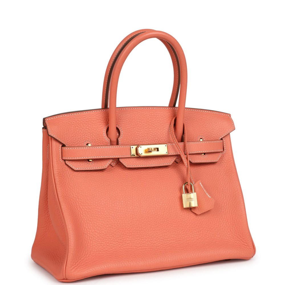 Pre-owned Hermes Birkin 30 Crevette Clemence Gold Hardware - Image 2