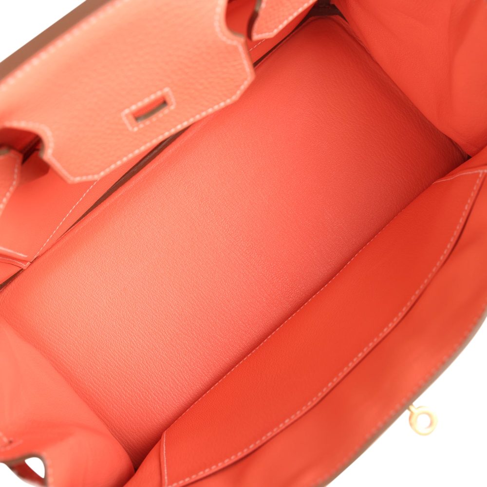 Pre-owned Hermes Birkin 30 Crevette Clemence Gold Hardware - Image 8