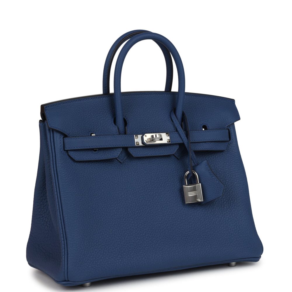 Hermes Birkin 25 Bleu Tie Togo Palladium Hardware - Image 2