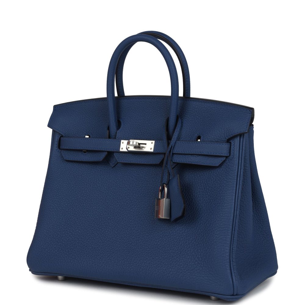 Hermes Birkin 25 Bleu Tie Togo Palladium Hardware - Image 3